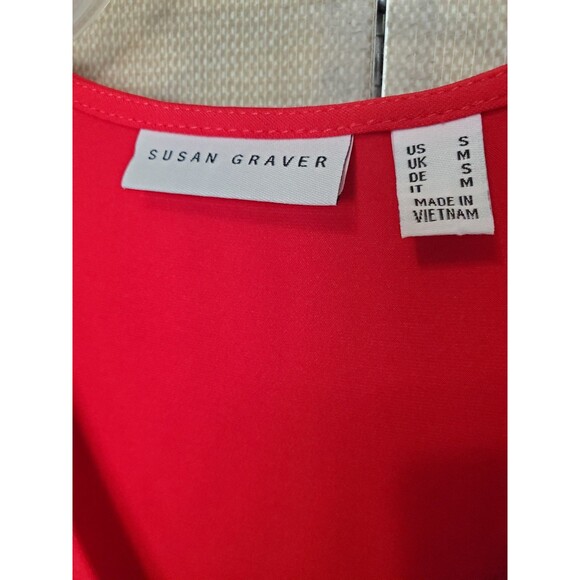 Susan Graver LiquidKnit Red Faux Wrap Midi Dress Size Small A646282 - Picture 4 of 8